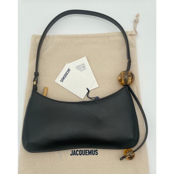 JACQUEMUS LEATHER BLACK SHOULDER BAG PURSE AUTHENTIC - Picture 8 of 15